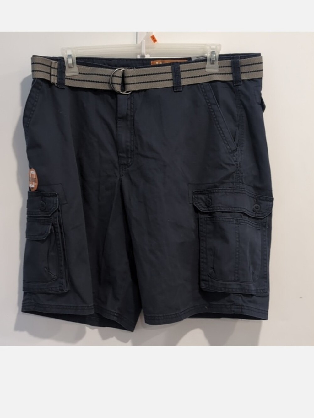 New Lee Dungarees Navy Blue Cargo Shorts Belted Size 40 11" Inseam